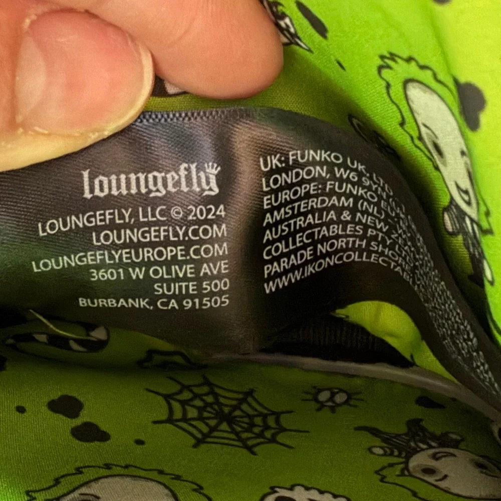 Loungefly Beetlejuice Chibi Mini Backpack Sling Bag Purple Green Striped Suit‎